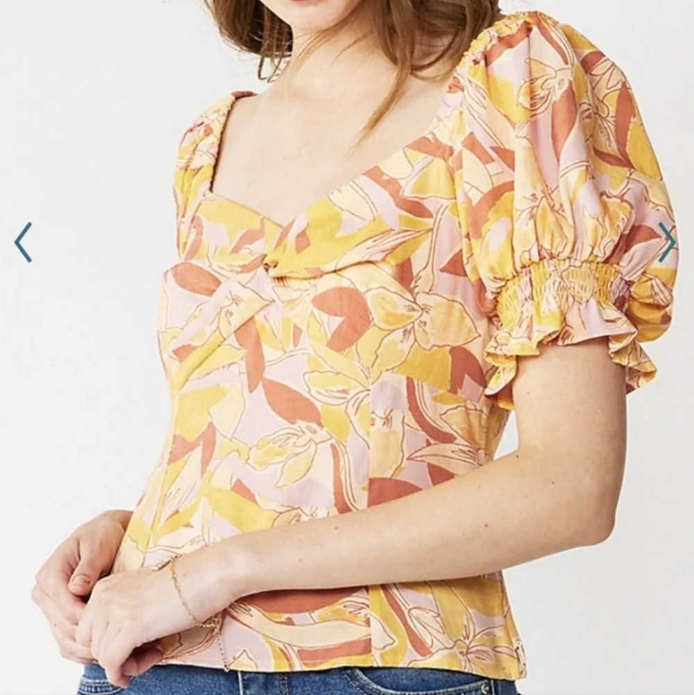 Nine West Womens Twist Front Puff Sleeve Top